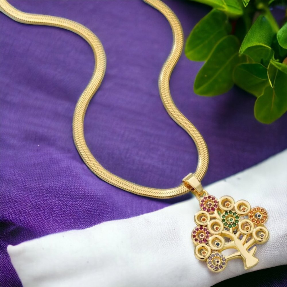🆕️ 🦋 Gold Plated 316 L Stainless Steel Necklace With Tree of Life 🌳 Pendant - Picture 4 of 4